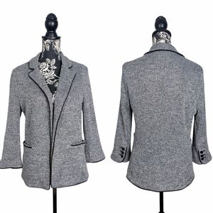 Skies Are Blue grey black hem open front fitted blazer size large
